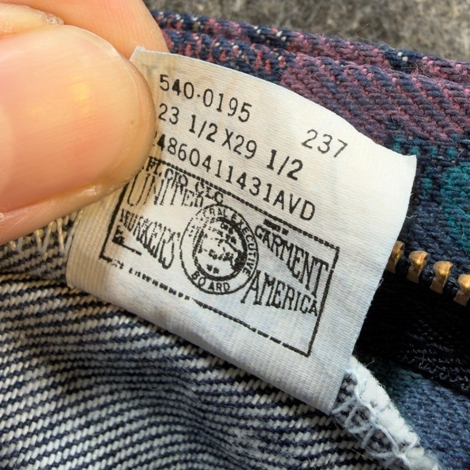 Lee Vintage 90s Floral Tapestry Jeans Girls 12 Slim Blue Cotton Deadstock NWT - take2supply