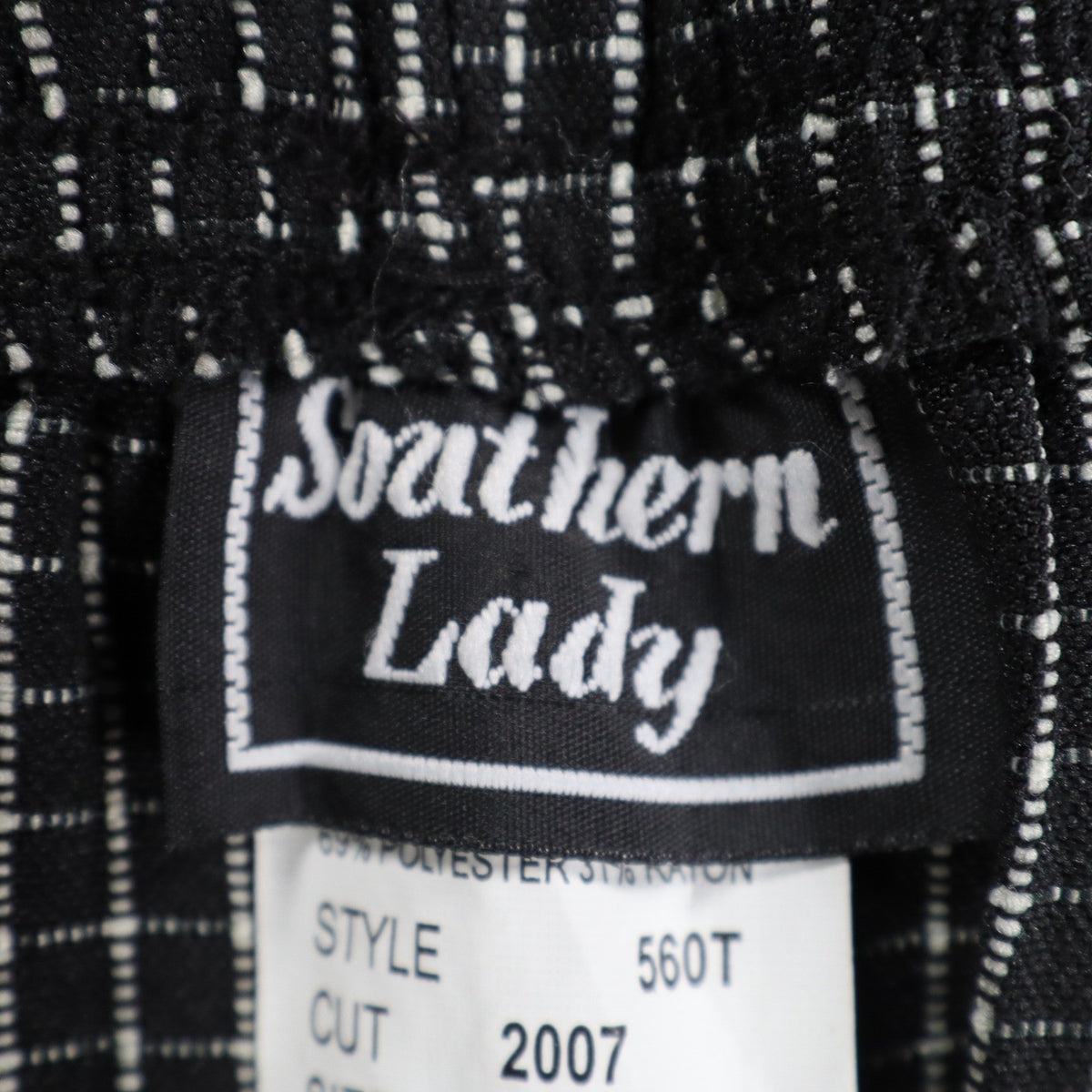 Southern Lady Pants Womens Large Black White Grid Check Elastic Waist NWT NOS - take2supply