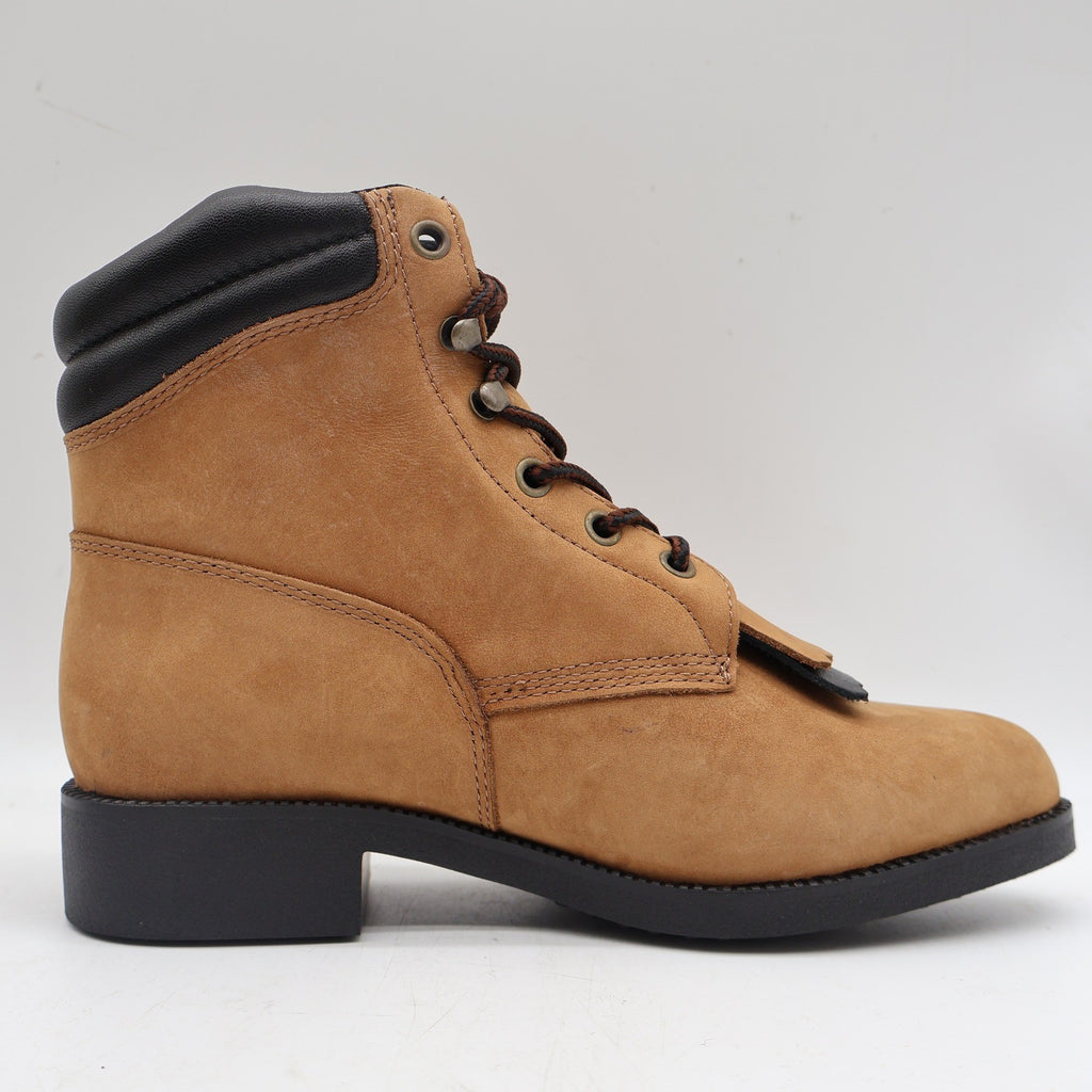 Laredo 551 Western Kiltie Boots Womens 8M Tan Leather Lace Up Deadstock 2006 - take2supply