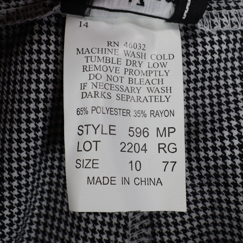 Southern Lady Dress Pants Womens 10 Petite Black White Houndstooth Pleated New - take2supply
