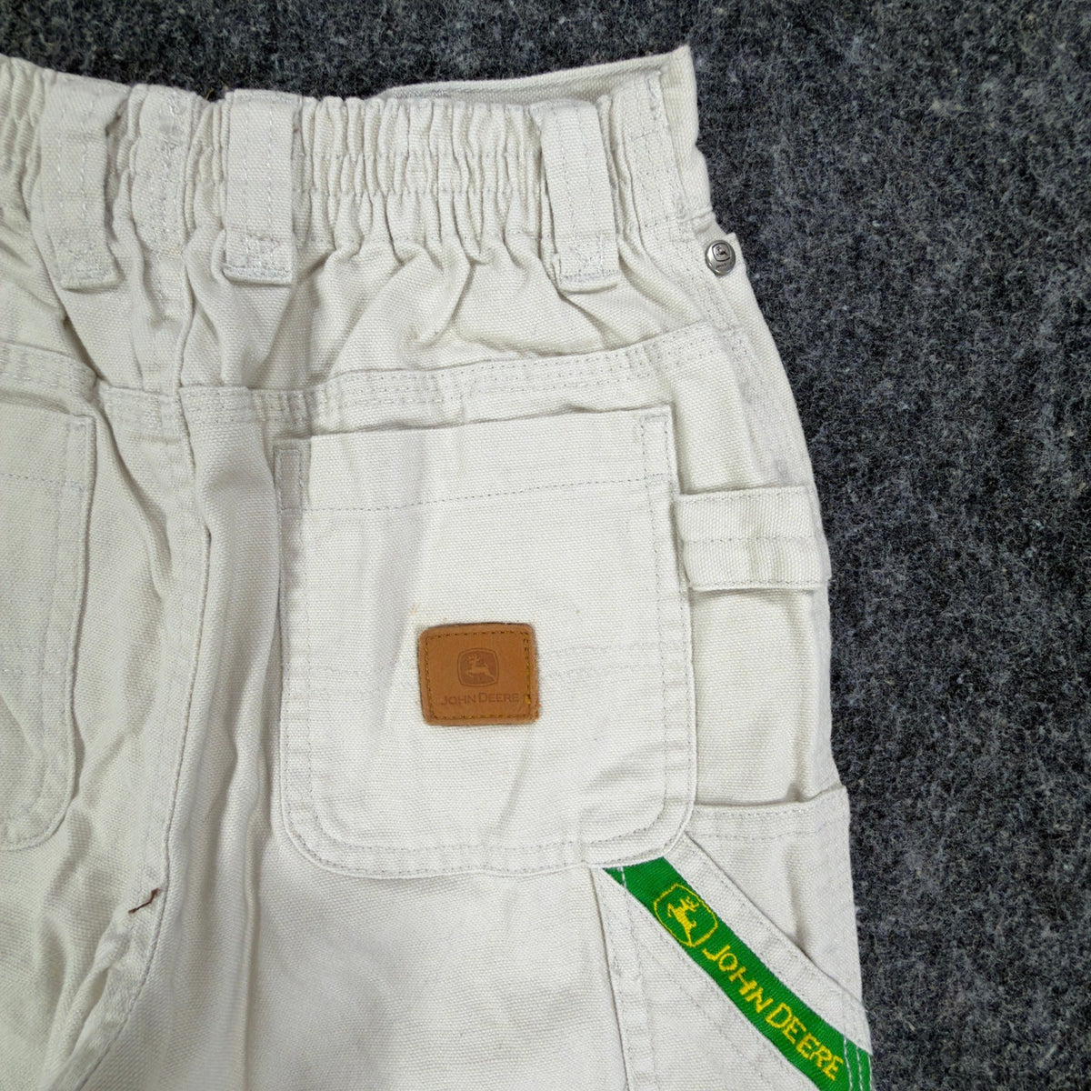 John Deere Y2K Carpenter Shorts Boys 6 Stone Cotton Canvas NWT Deadstock - take2supply