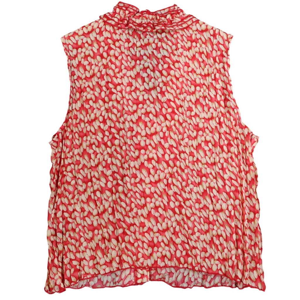 Piano Ruffle Blouse Womens XL Red Pleated Crinkle Sleeveless Sheer Top 07960 - take2supply