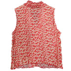Piano Ruffle Blouse Womens XL Red Pleated Crinkle Sleeveless Sheer Top 07960 - take2supply