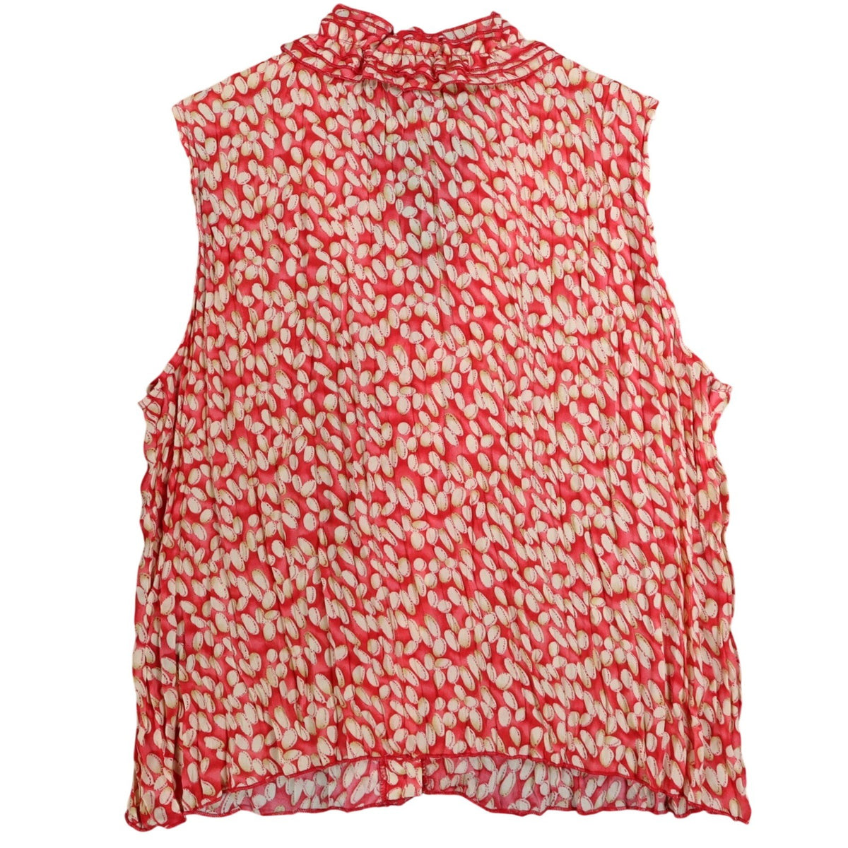 Piano Ruffle Blouse Womens XL Red Pleated Crinkle Sleeveless Sheer Top 07960 - take2supply