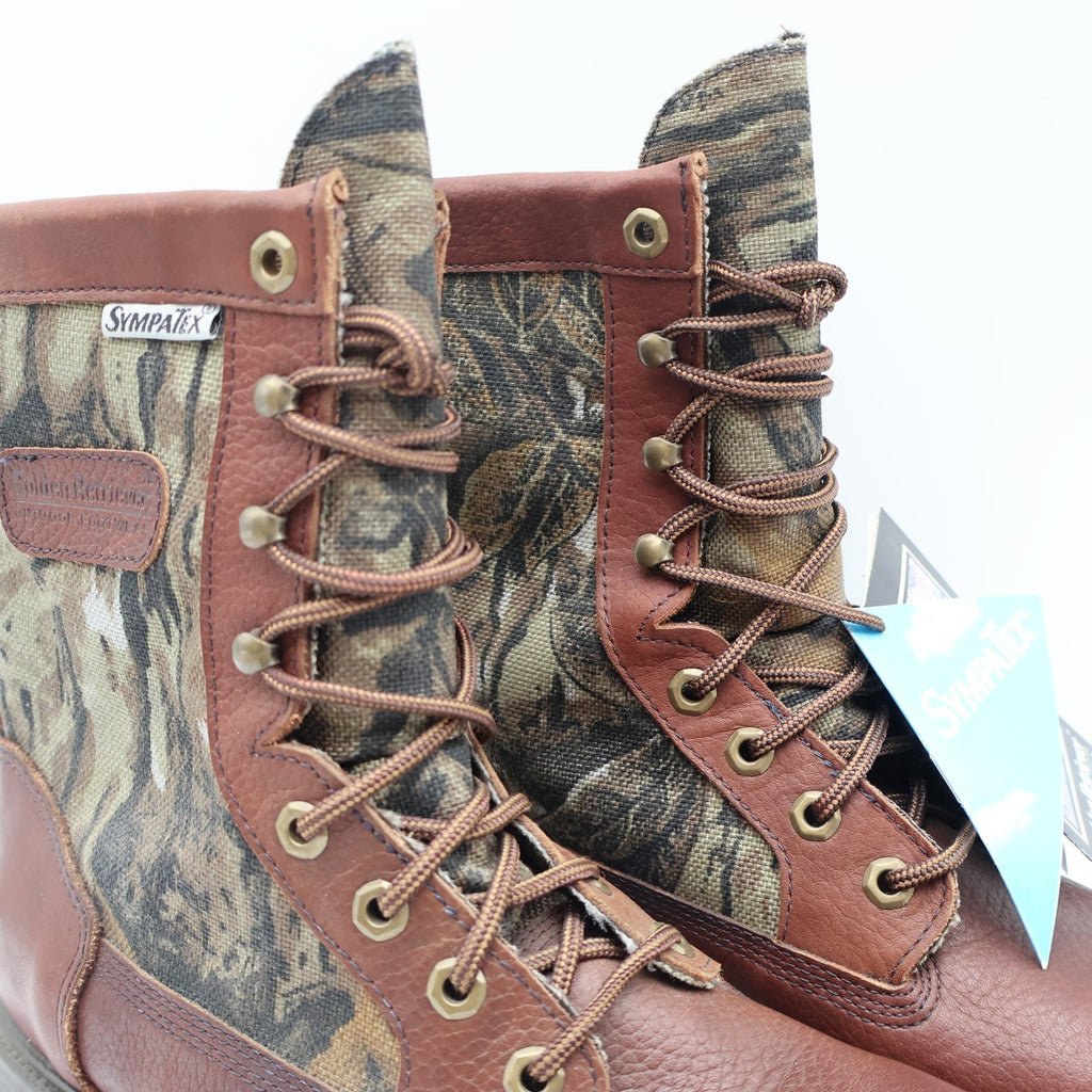 Golden Retriever Hunting Boots Mens 10.5 M Vintage USA Leather Camo Sympatex NEW - take2supply
