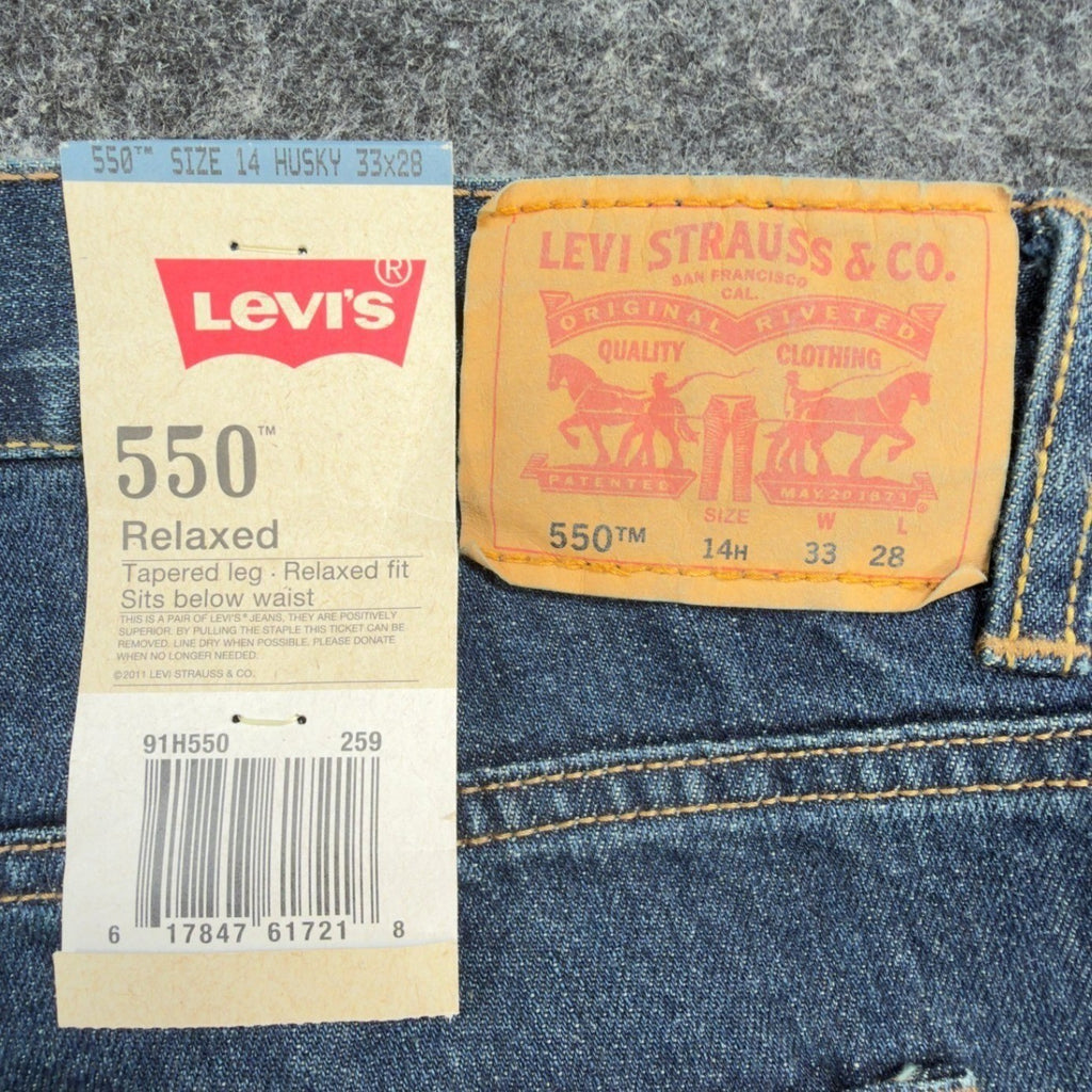 Levis 550 Relaxed Fit Jeans Boys Size 14 Husky 33x28 Blue Denim NWT - take2supply