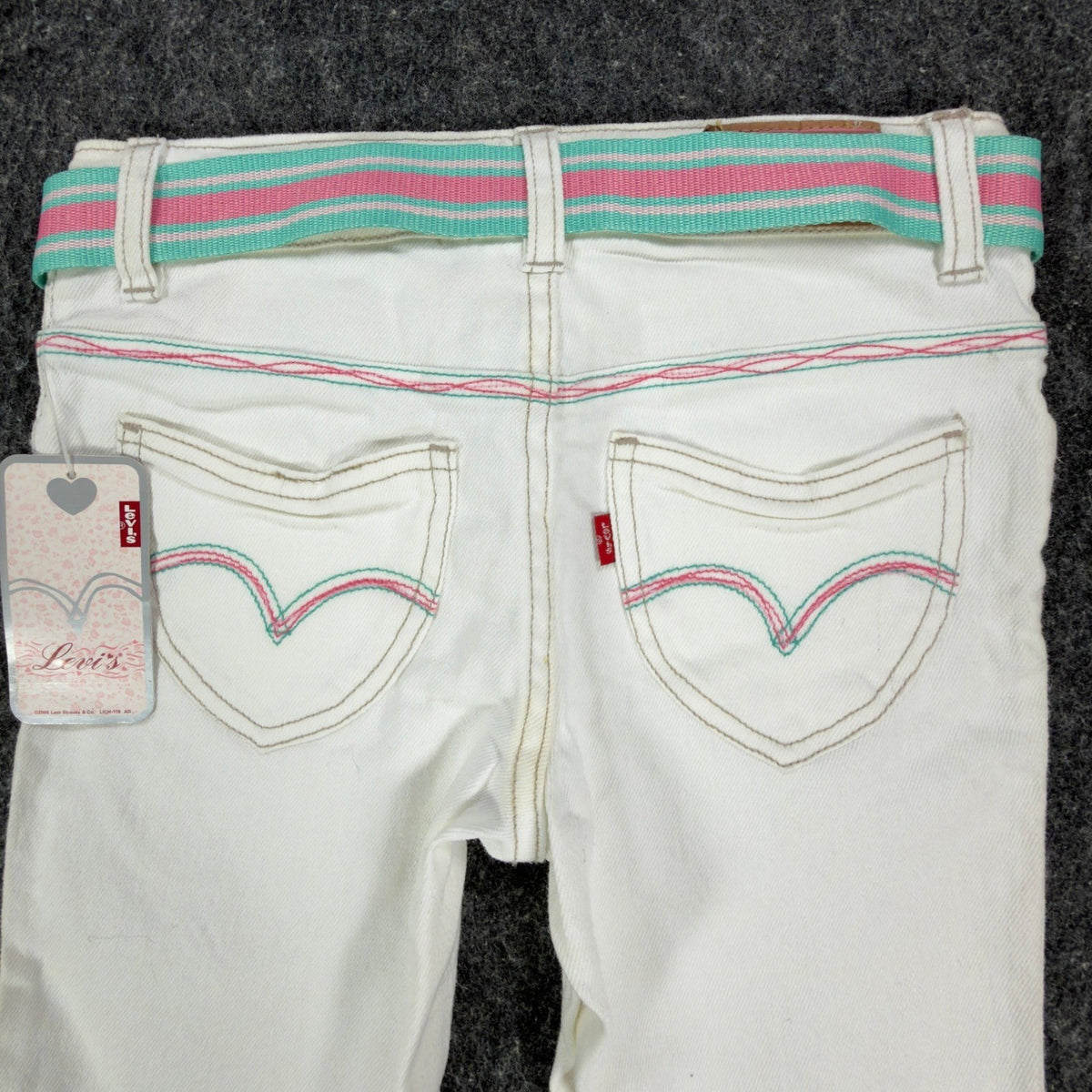 Levi's Y2K Denim Bermuda Shorts Girls 10 White Ramie Blend NWT - take2supply