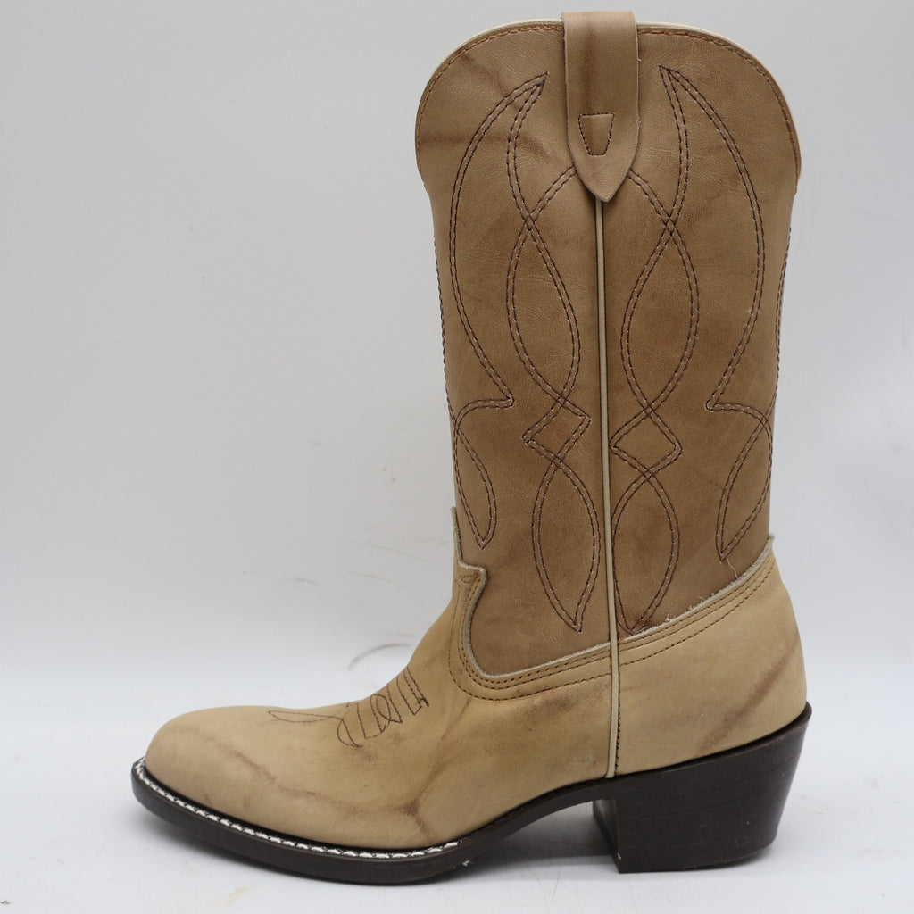 Laredo Western Boots Kids 4.5 D Vintage Natural Tan Leather Cowboy 28-01715 NAT - take2supply