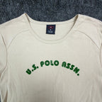 U.S. Polo Assn. Vintage Style Tee Women Medium Beige Cotton Logo Shirt New - take2supply