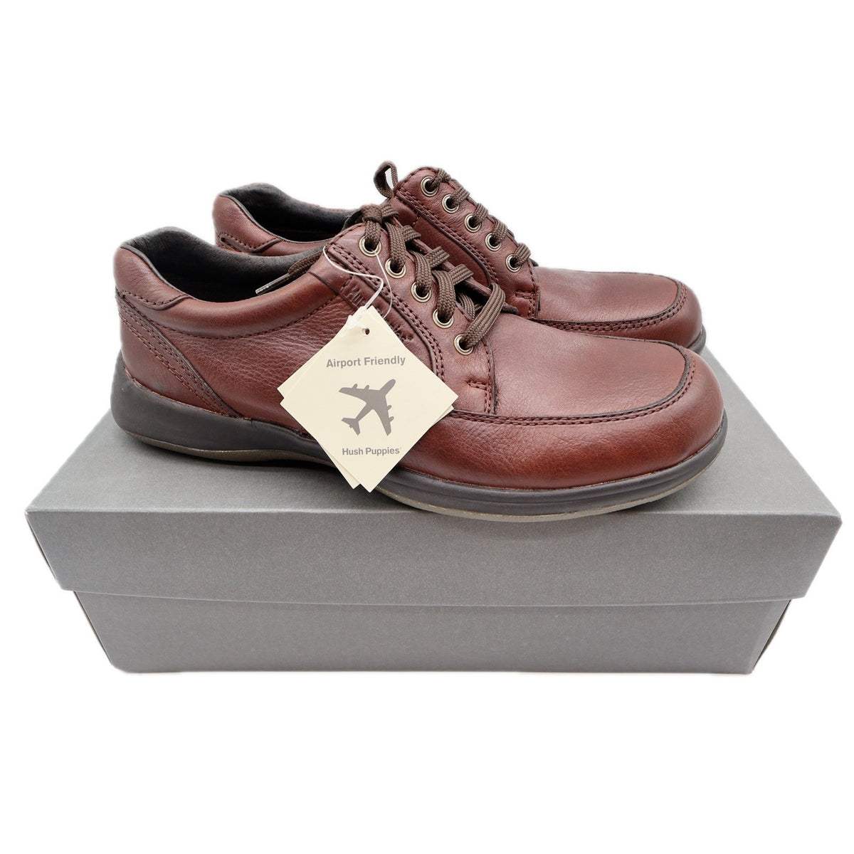 Hush Puppies Approach Oxford Shoes Mens 8 M Dark Brown Leather Airport Friendly - take2supply