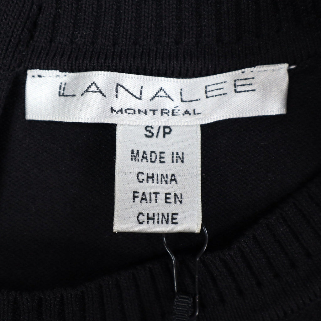 Lana Lee Tunic Sweater Womens Large Black White Striped Colorblock Zip Back New - take2supply