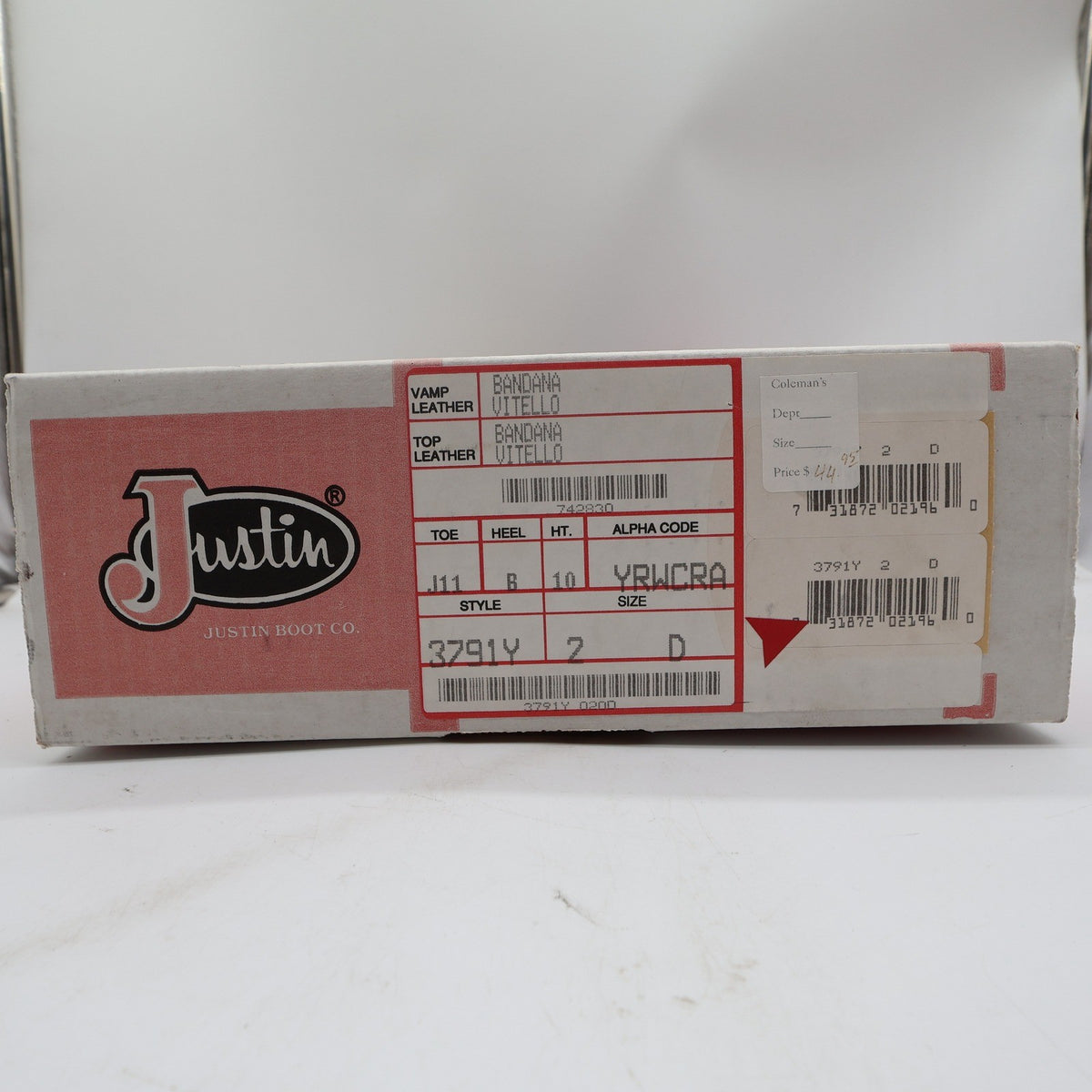 Justin Original Roper Boots Kids 2 Red Leather Deadstock NWT 3791Y - take2supply