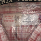 Saddle King Western Shirt Mens 15.5 Vintage Deadstock Red Plaid Pearl Snap USA - take2supply