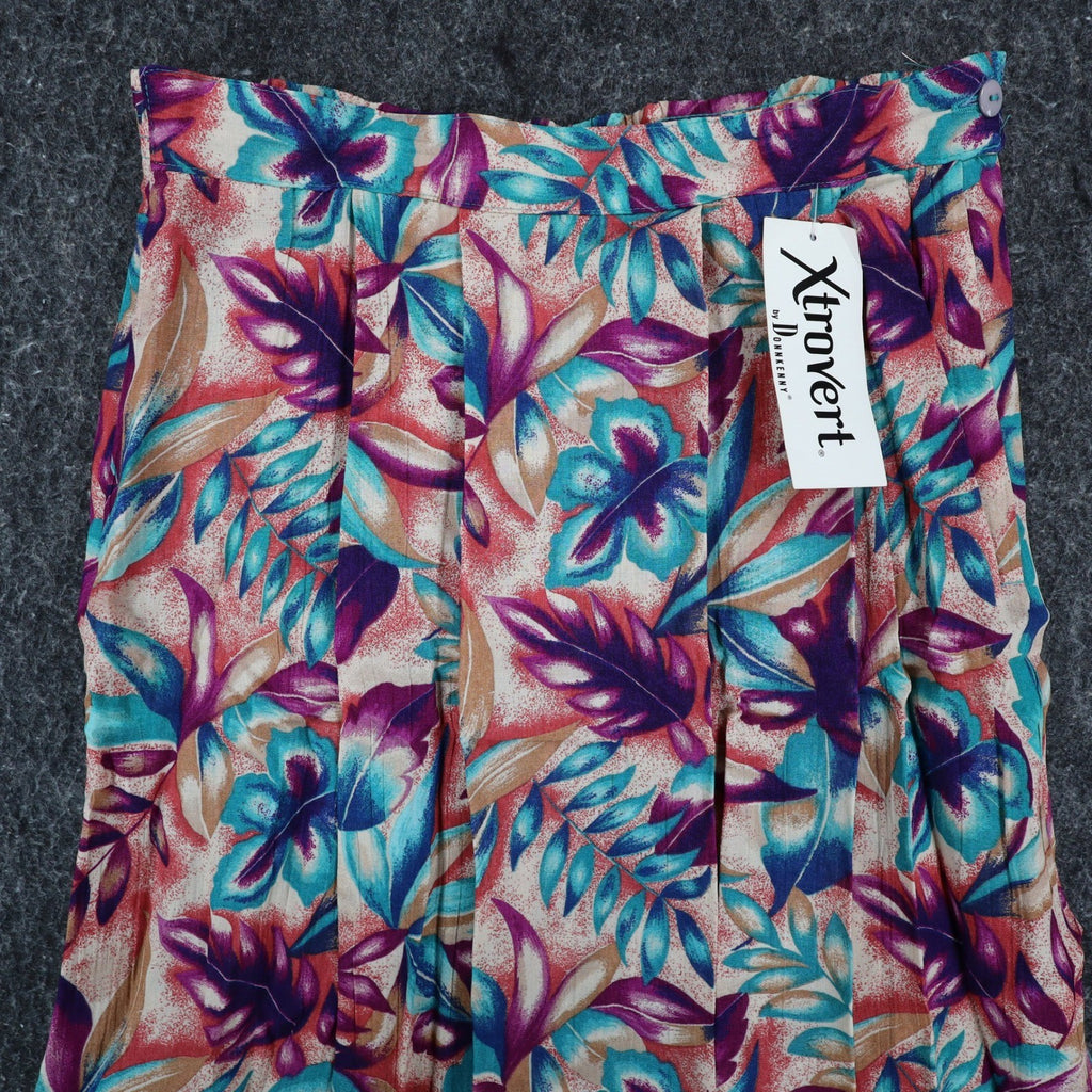 Xtrovert by Donnkenny Skirt Womens 8 Vintage 90s Rayon Tropical Floral Midi USA - take2supply