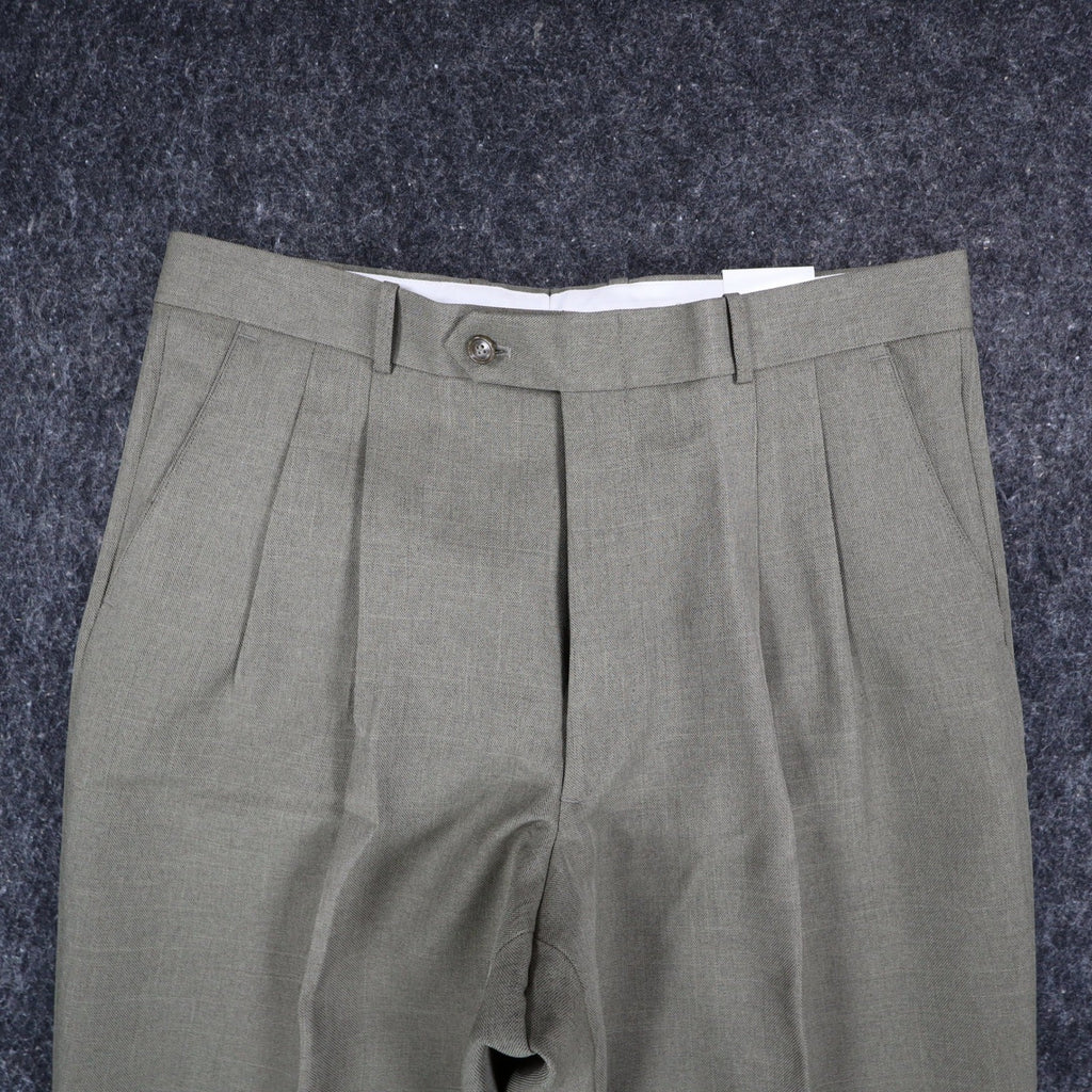 Gino Cappeli Dress Pants Mens 33 Vintage Olive Green Pleated James Deadstock - take2supply