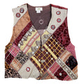 Sandy Starkman Patchwork Vest Womens M Vintage 90s Velvet Embellished Boho Brown - take2supply