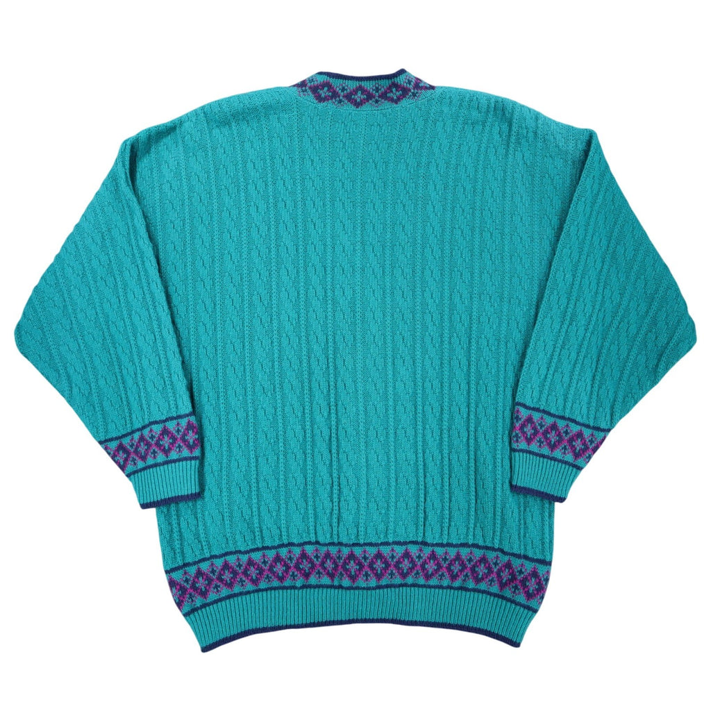 Cricket Lane Cardigan Women Medium Petite Vintage 90s Teal Acrylic Knit NWT USA - take2supply