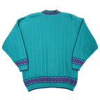 Cricket Lane Cardigan Women Medium Petite Vintage 90s Teal Acrylic Knit NWT USA - take2supply