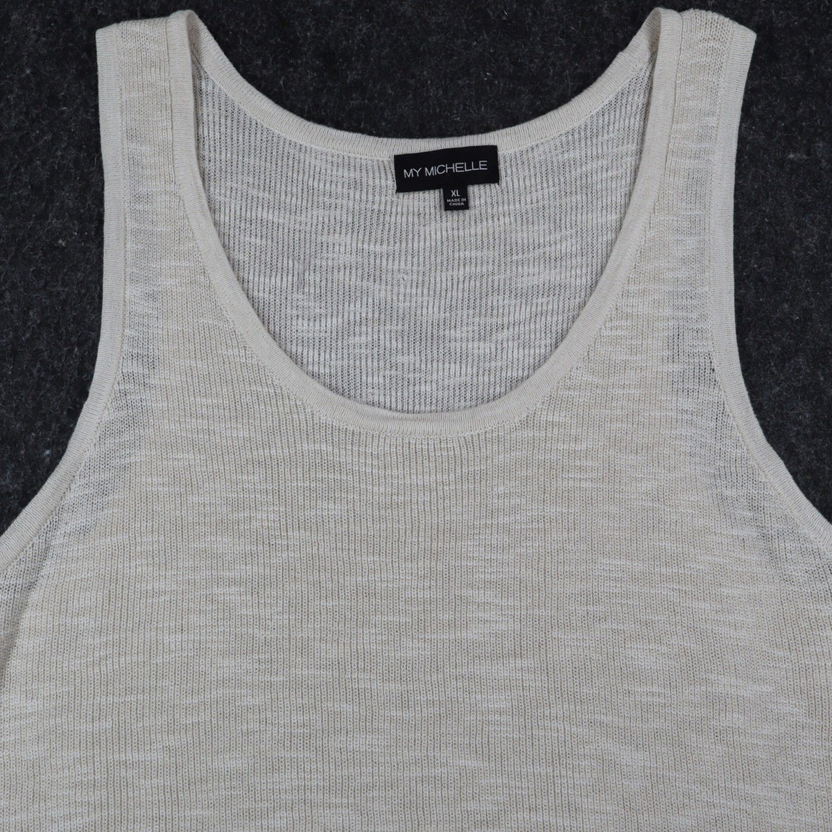 My Michelle Tank Top XL Ivory Cotton Blend Crochet Lace Hem Boho Sleeveless - take2supply