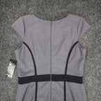Sequin Hearts Sheath Dress Womens 13 Gray Black Trim Cap Sleeve Career Bodycon - take2supply