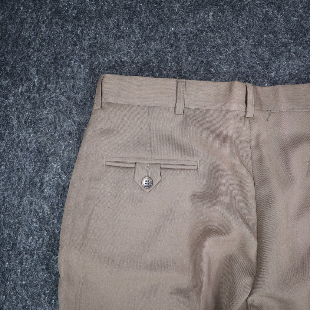 Haggar Dress Pants Mens 33x30 Pleated Wool Blend Brown Cuffed Deadstock - take2supply