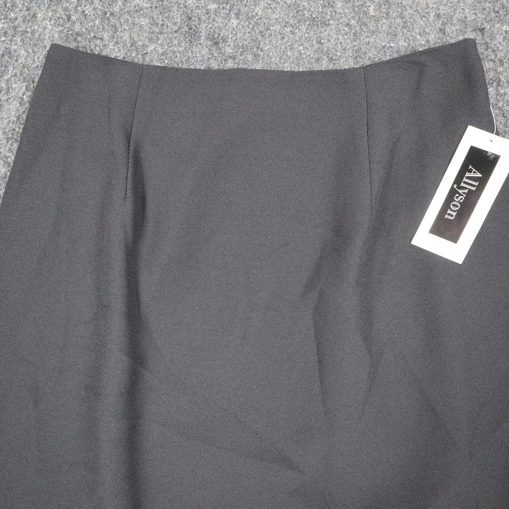 Allyson A-Line Skirt Womens 12 Vintage 90s Black Polyester Lined Career Wear - take2supply