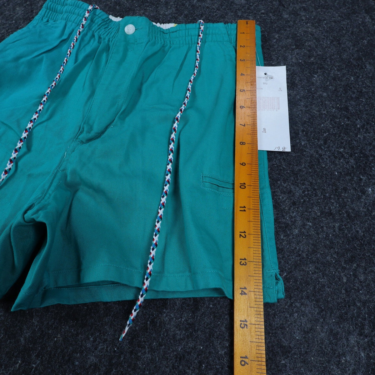 Jantzen Sport Shorts Mens S Vintage 90s Lagoon Green Cotton Braided Drawstring - take2supply