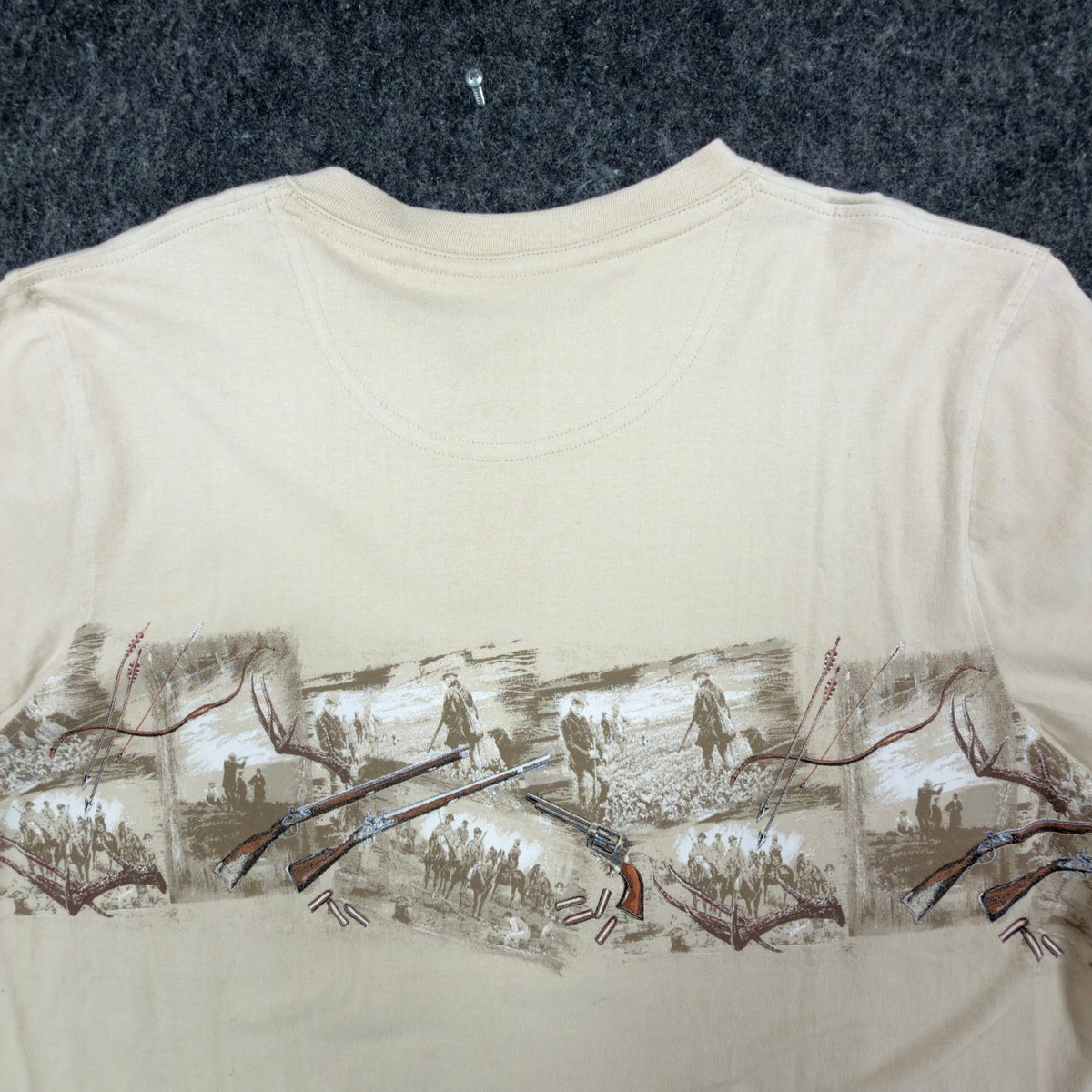 North River Henley Shirt Mens L Oyster Cotton Graphic Hunting Rifle NWT - take2supply