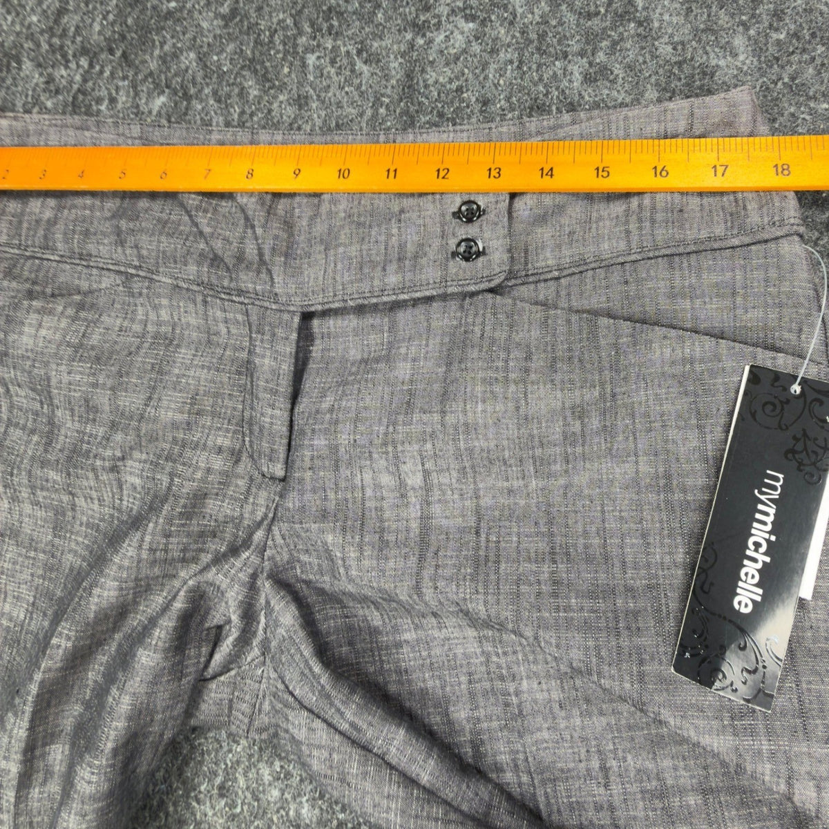 my michelle Y2K Dress Pants Juniors 13 Gray Cotton Blend Wide Leg NWT - take2supply