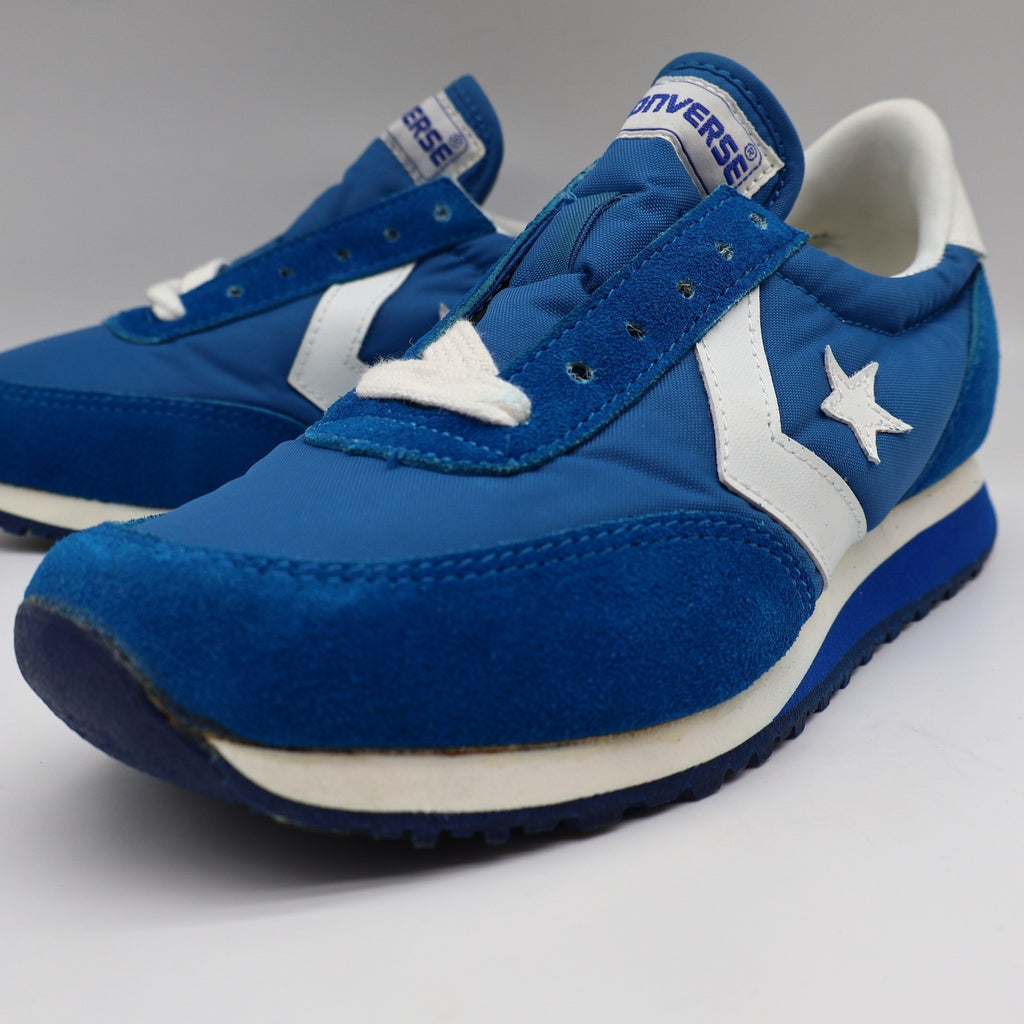 Converse Road Star Boy's Size 3 Vintage 80s Blue Nylon Suede Sneakers Deadstock - take2supply