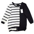 Lanalee Montreal Sweater Womens Large Black White Striped Colorblock Zip Back - take2supply