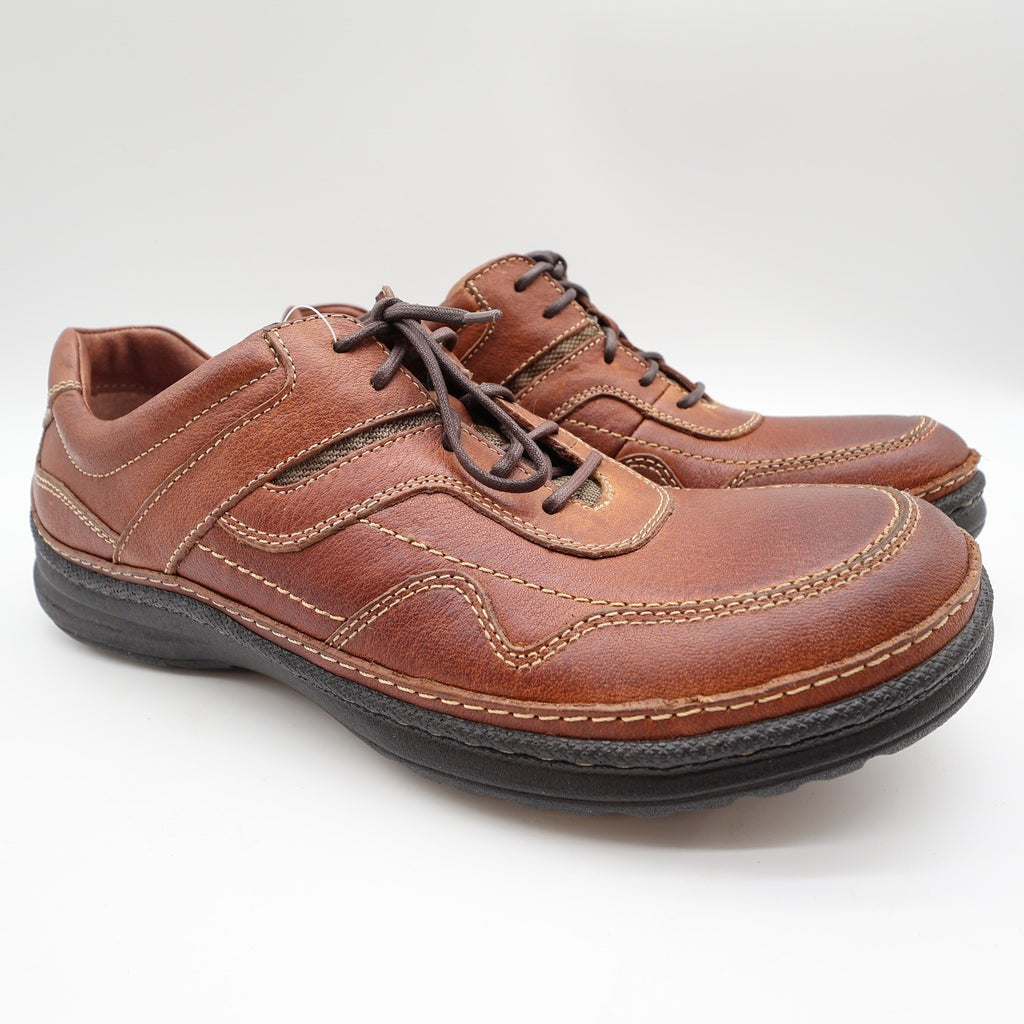 Hush Puppies Pathway Oxford Shoes Mens 9 M Tan Leather OrthoLite Bounce H100746 - take2supply