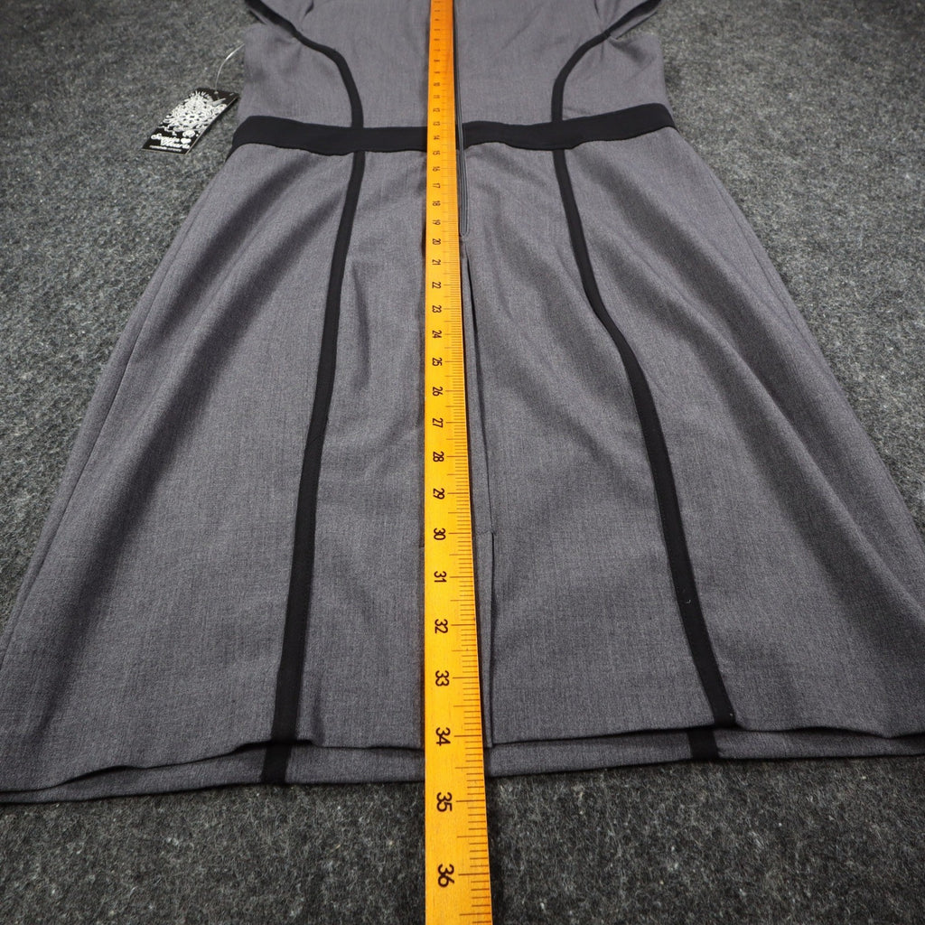 Sequin Hearts Sheath Dress Womens 13 Gray Black Trim Cap Sleeve Career Bodycon - take2supply
