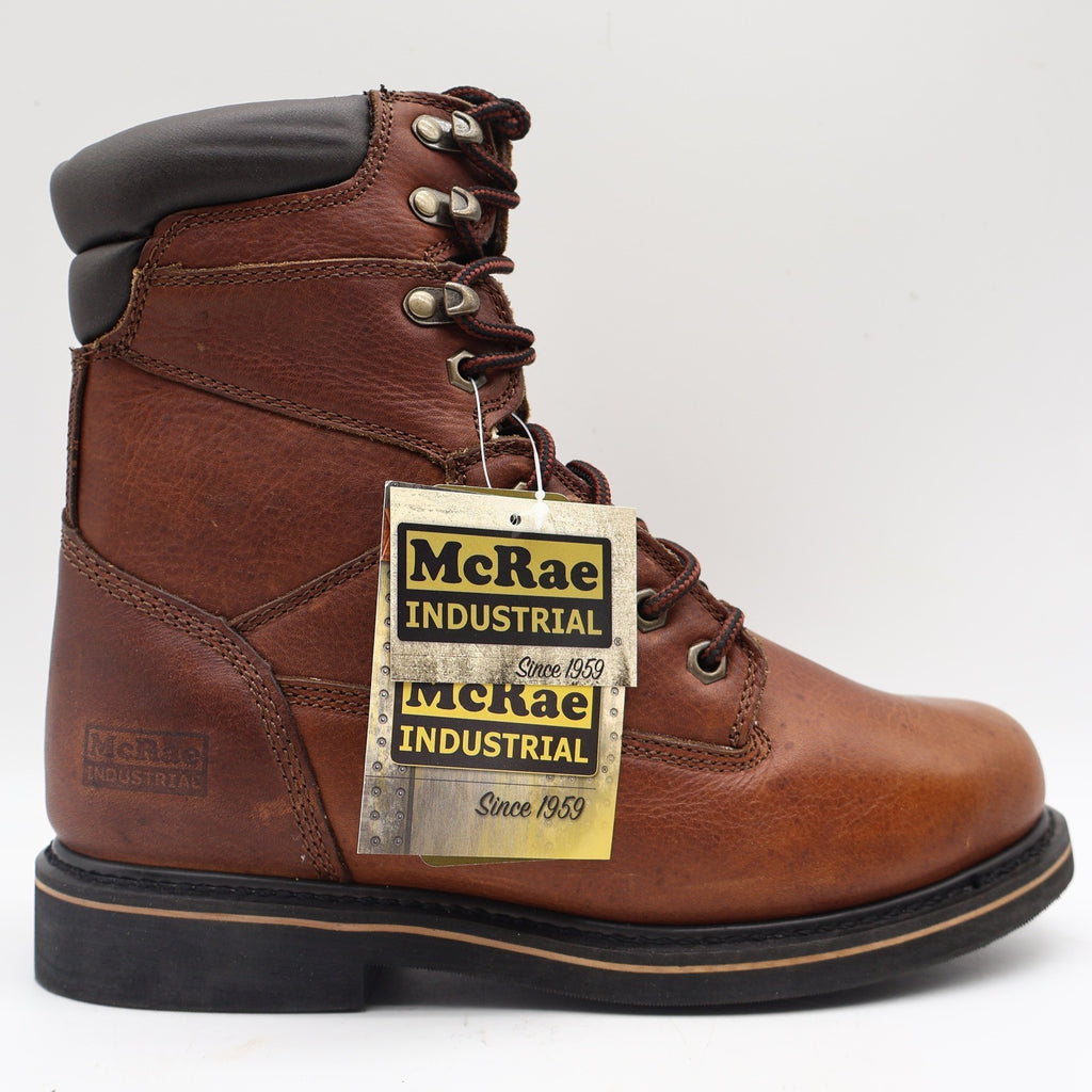 McRae Industrial Work Boots Mens 9W Brown Leather EH Rated Lace Up MR88122 NEW - take2supply