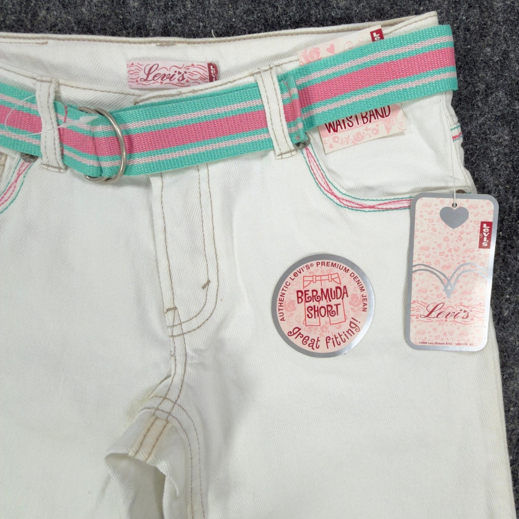 Levi's Y2K Bermuda Shorts Girls 12 White Denim NWT Deadstock - take2supply
