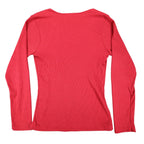 Limited Top Womens Small Vintage 90s Red Ribbed Long Sleeve Crew Neck Shirt - take2supply