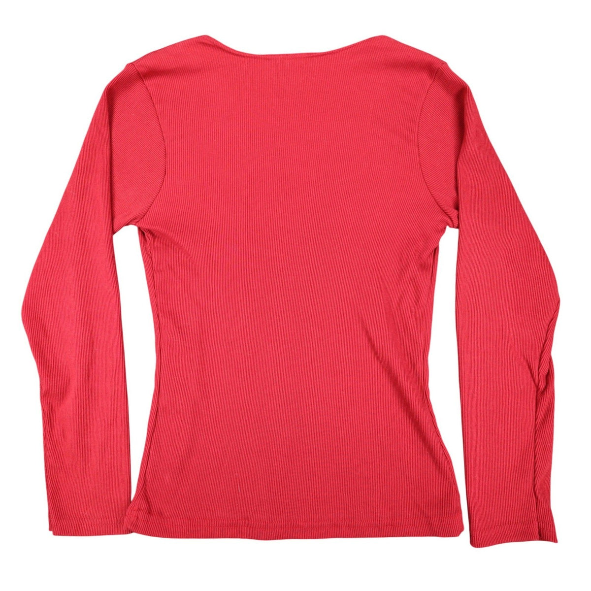 Limited Top Womens Small Vintage 90s Red Ribbed Long Sleeve Crew Neck Shirt - take2supply
