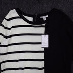 Lanalee Sweater Womens XL/1X Black White Striped Colorblock Back Zip Cotton Knit - take2supply