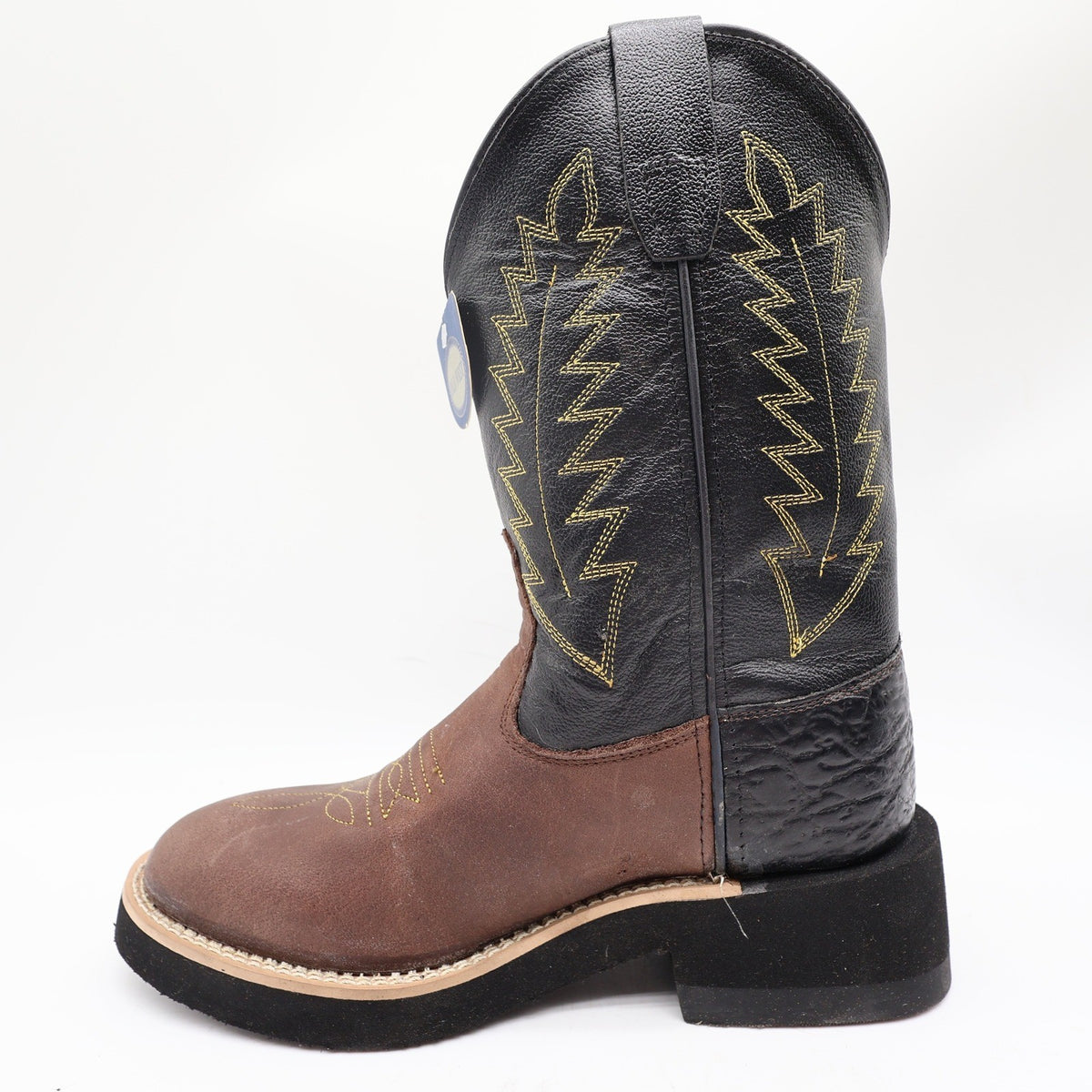 Old West 1606 Western Cowboy Boots Kids Size 1.5 Brown Black Leather NWT - take2supply