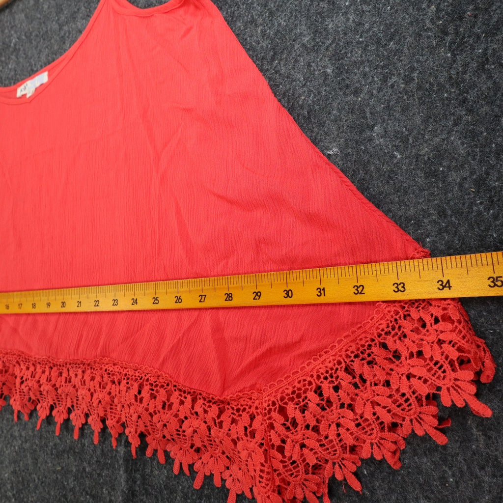 Jolt Cami Tank Top Womens Large Red Rayon Crochet Lace Trim Flowy JW1762DXQ - take2supply