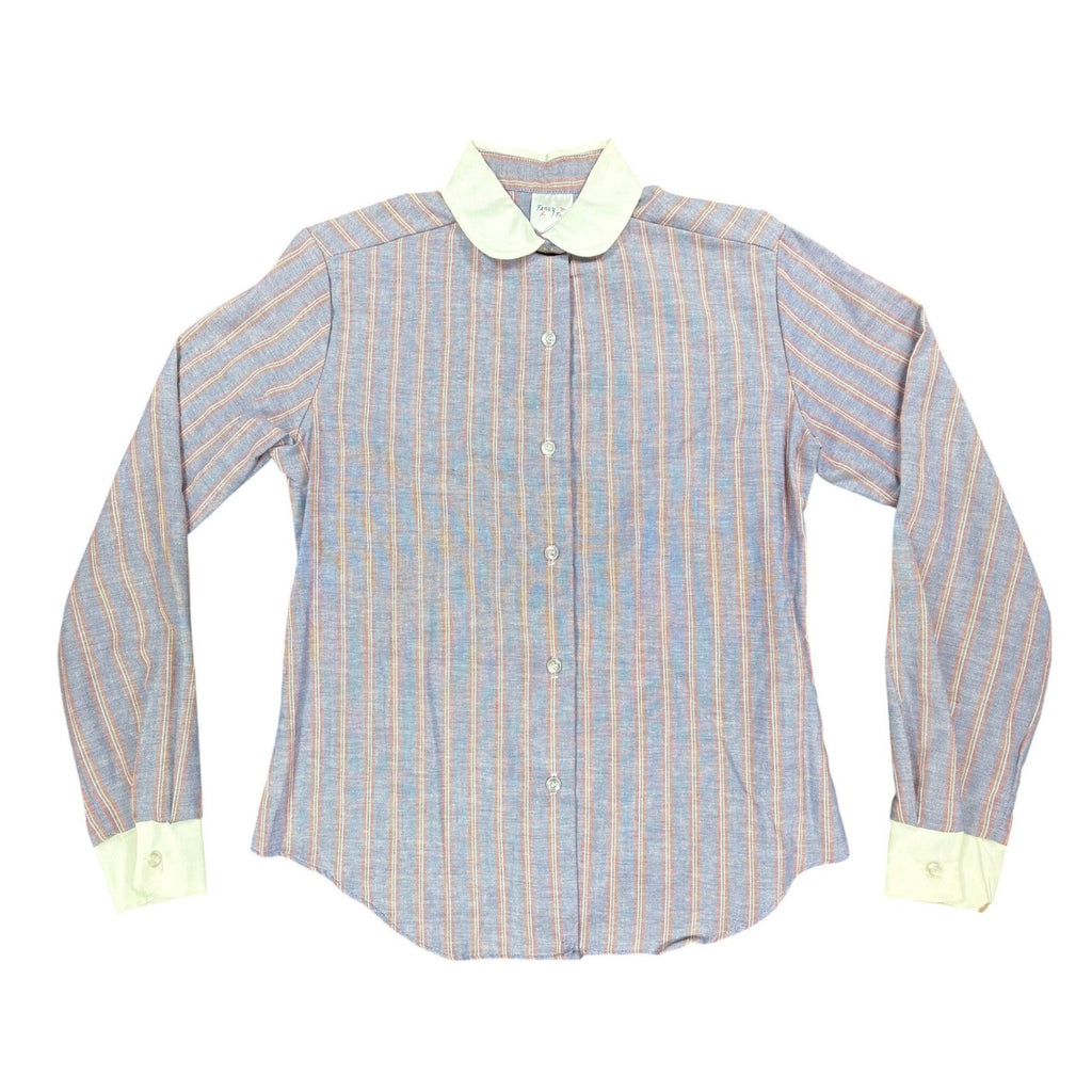 Fancy Free Vintage 70s Striped Blouse Girls 7 Blue Red White NWT - take2supply