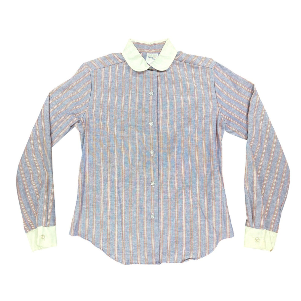 Fancy Free Vintage 70s Striped Blouse Girls 7 Blue Red White NWT - take2supply