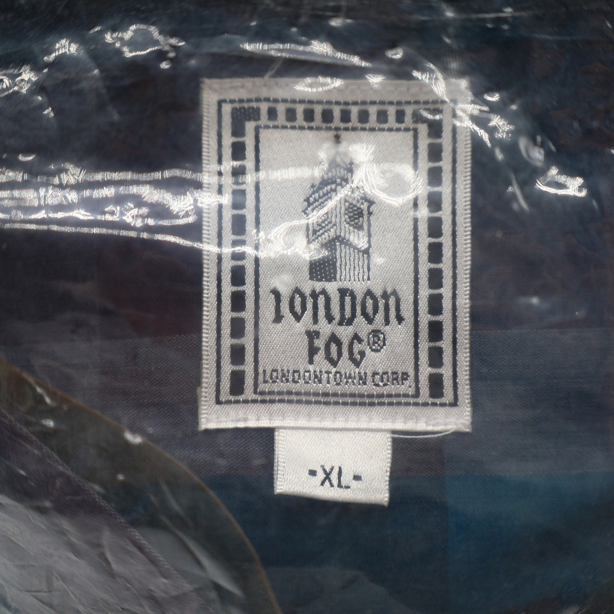 London Fog Shirt Mens XL Vintage 90s Blue Plaid Cotton Blend Deadstock NIB - take2supply