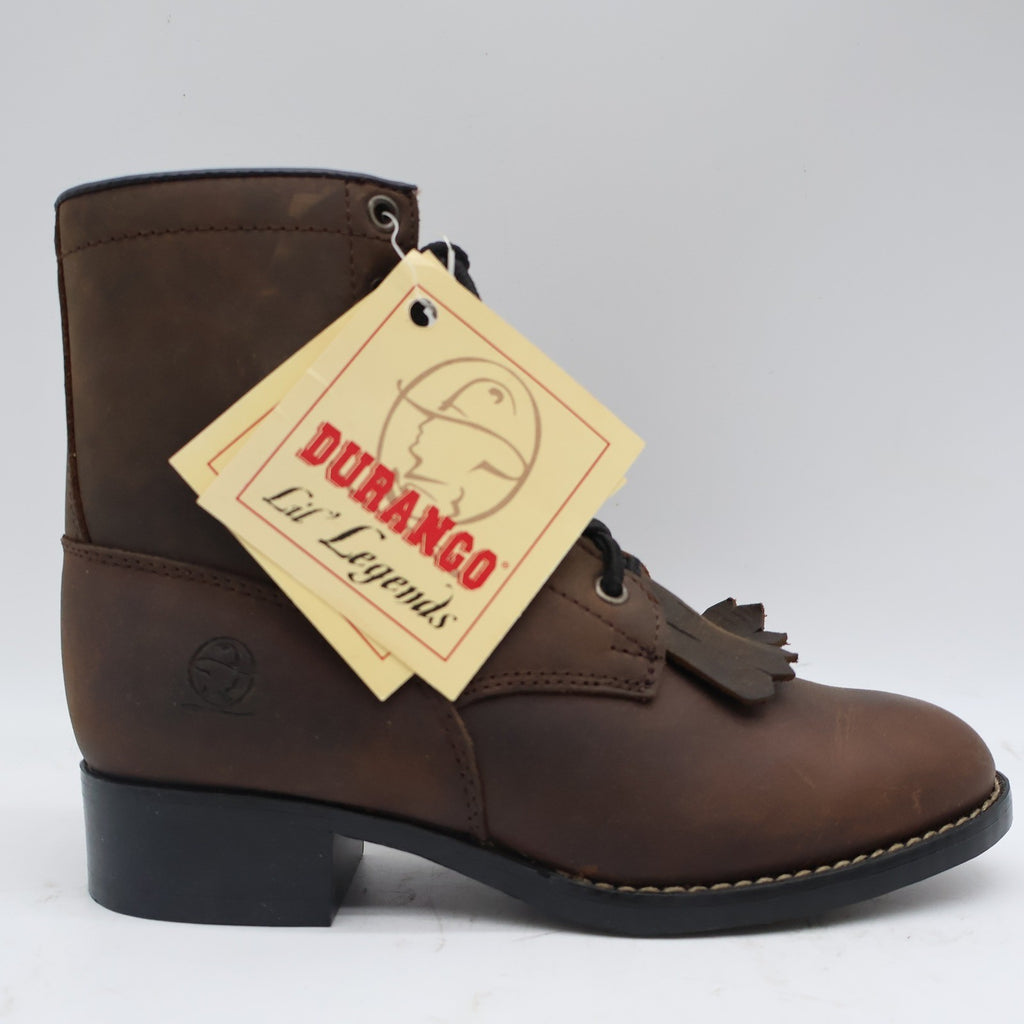 Durango Lil Legends Kids 13.5 Tan Leather Lace Roper Boots Vintage Deadstock NWT - take2supply