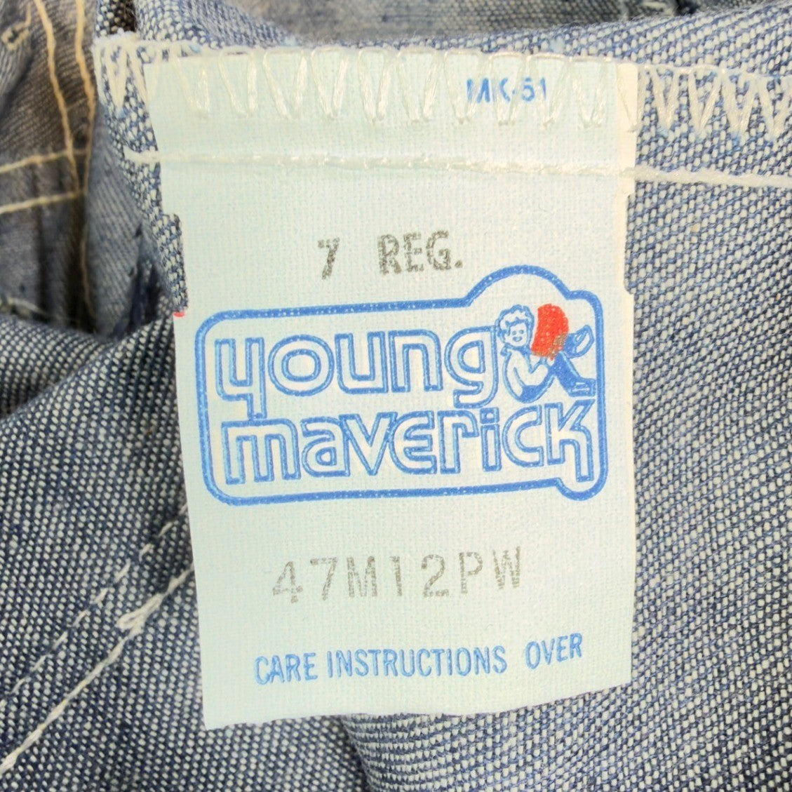 Young Maverick Jeans Girls 7 Regular Blue Cotton Straight Floral Vintage 80s NOS - take2supply