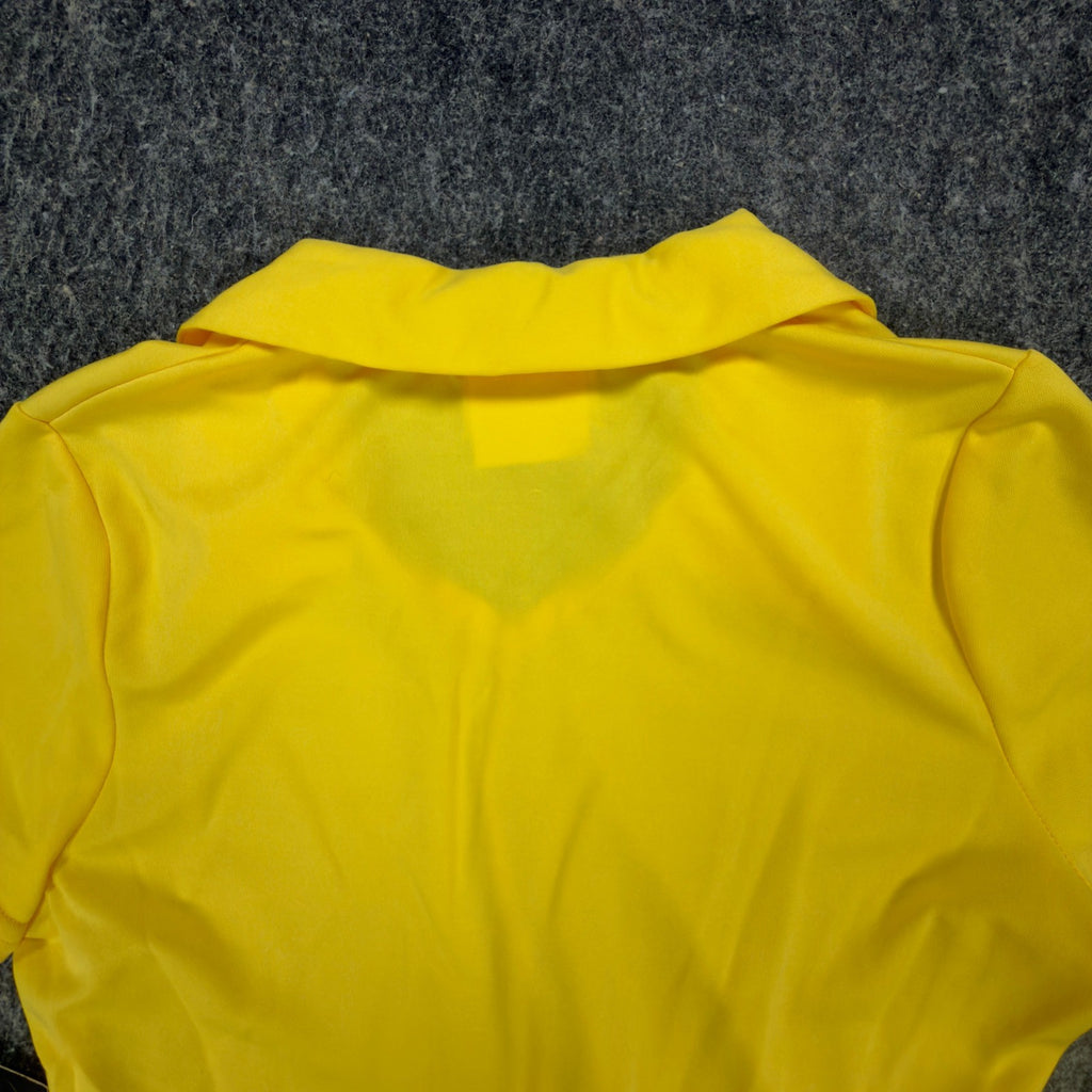 Byer California Vintage 90s Crop Polo Top Womens M Yellow Polyester NWT - take2supply