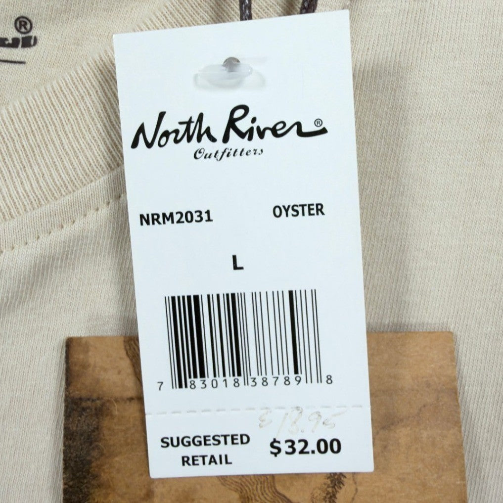 North River Henley Shirt Mens L Oyster Cotton Graphic Hunting Rifle NWT - take2supply