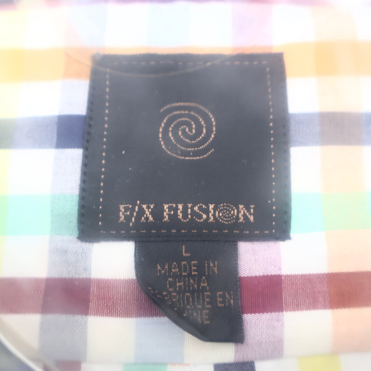 F/X Fusion Shirt Mens Large L Multicolor Check Button Down Easy Care D552 New - take2supply