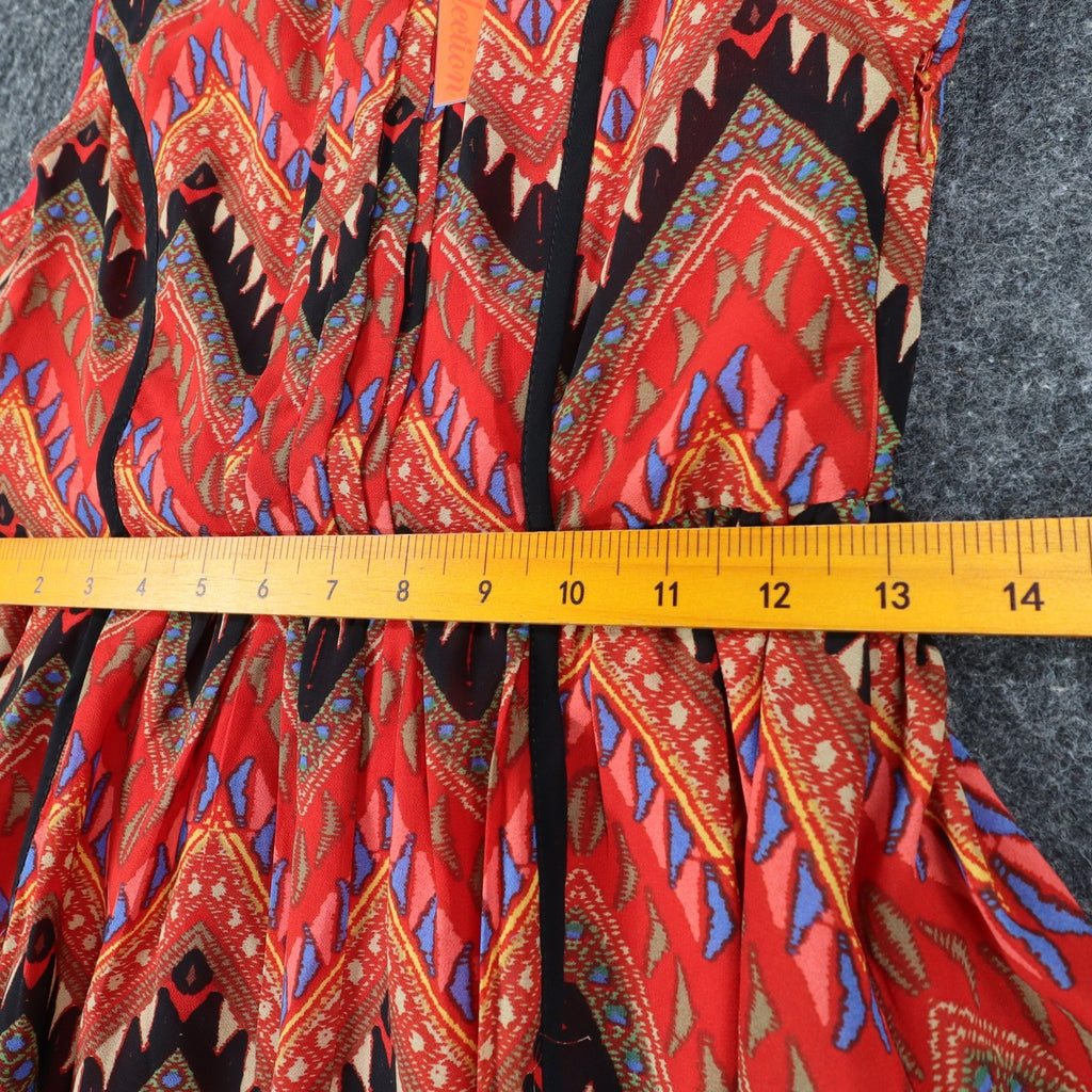 Esley Collection Dress Womens Small Red Geometric Chevron Handkerchief Hem NWT - take2supply
