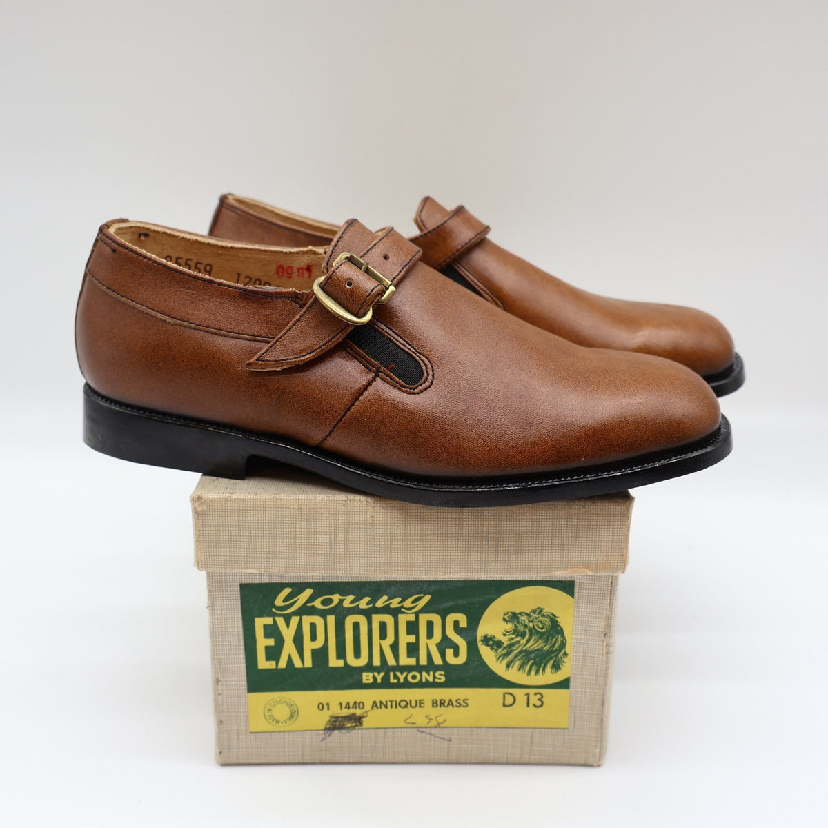 Young Explorers Lyons Monk Strap Shoes Boys 13 Vintage Brown Leather Deadstock - take2supply
